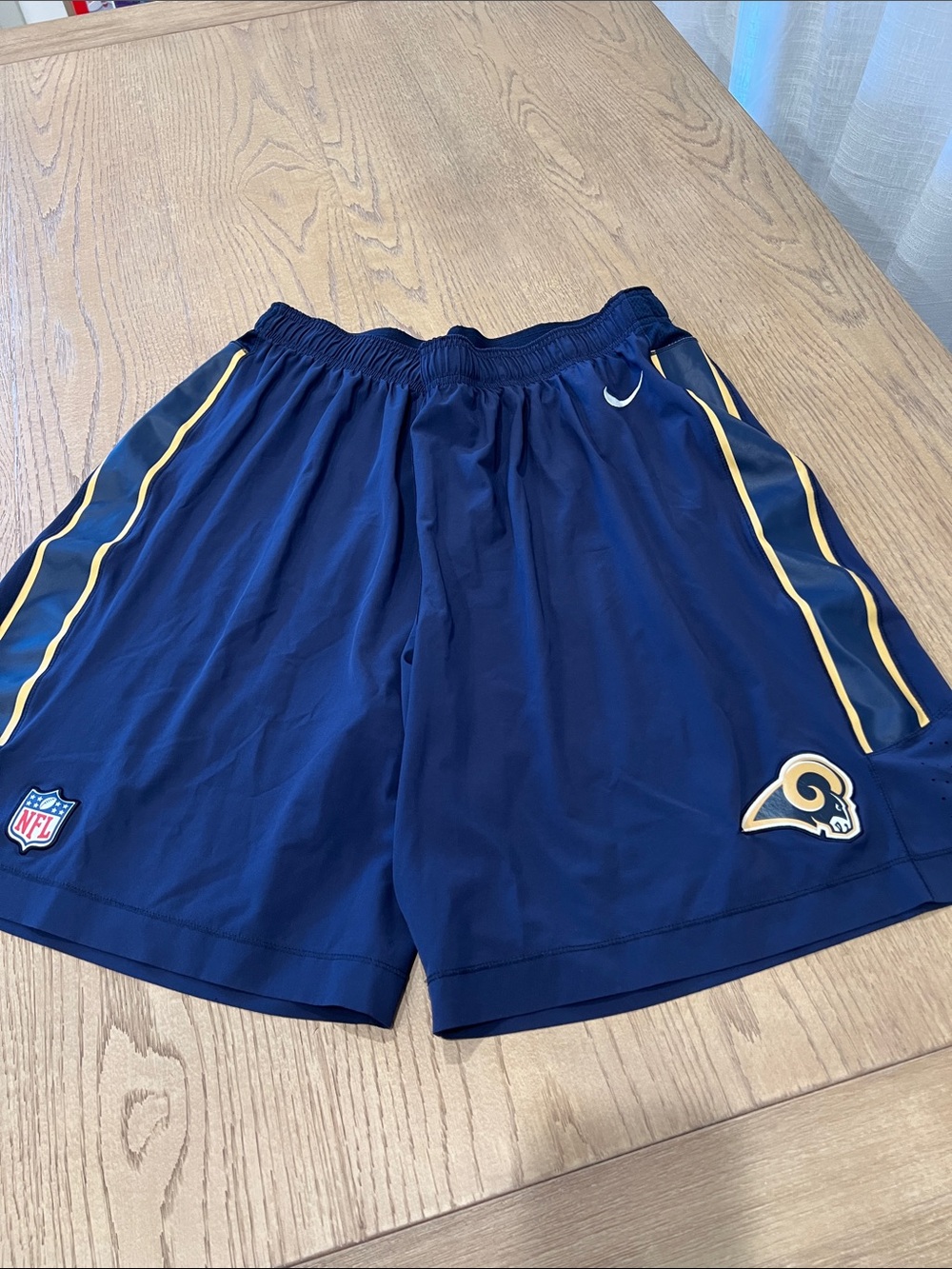 Nike Navy and Yellow Los Angeles Rams Athletic Shorts